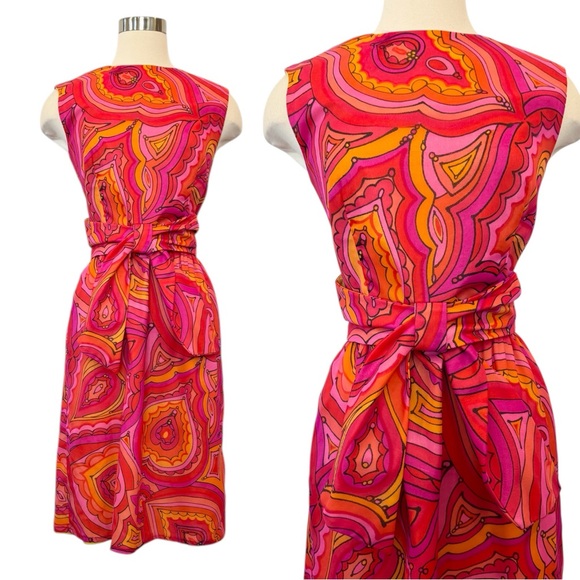 Malia Honolulu Dresses & Skirts - Vintage Malia Hawaiian Pink Orange Mod Heart Paisley 60s 70s Shift Dress 12